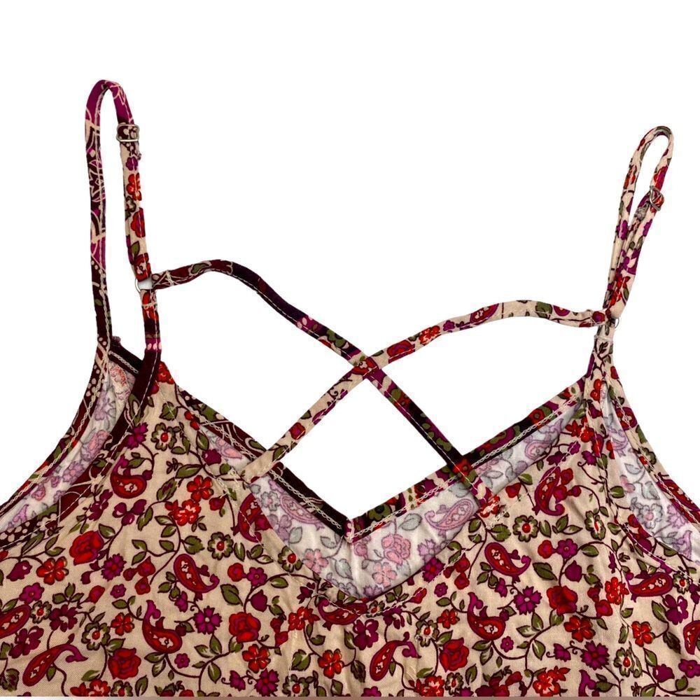 Hollister Sleeveless Paisley Pink and Burgundy Women’s Summer Romper Size Medium - Picture 4 of 9